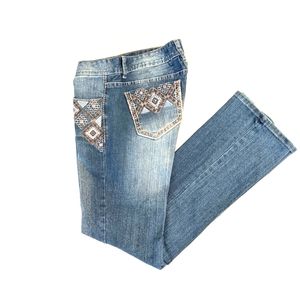 Cruel Girl jeans Denim Abby fancy pockets Boot Cut Jeans sz 30/9L